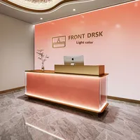 Comptoir de réception en bois moderne et écologique, en promotion directe usine, avec éclairage LED à changement de couleur télécommandé pour bars et discothèques