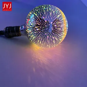 Led Edison Lamp Splinter Vakantie Feest Verlichting Gebrandschilderd Glas Groen St64 A60 G95 E26 E27 3d Vuurwerk Gloeidraad Lamp