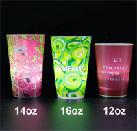 Capteur d'eau 12oz 16oz sûr pour les aliments buvant une tasse LED lumineuse en verre amusante pour la promotion du festival