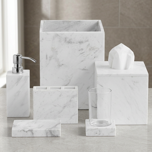 Chaman India Eco-Friendly Marble Seven-Piece <b>Bathroom</b> <b>Accessories</b> <b>Set</b> Polish Color - Product Image 2