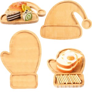Bandeja navideña de madera con forma de gorro y manopla de Papá Noel, bandeja decorativa para servir bocadillos y postres en fiestas. - Product Image 5