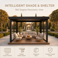Panneaux latéraux en verre, gazebo motorisé en aluminium sur mesure, compatible OEM pour restaurants commerciaux, bars et espaces extérieurs