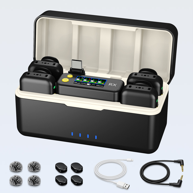 2.4G Wireless Lavalier Microphone with AI Noise Reduction for 80H Long Battery Life with Charging Case for Outdoor Creator Live