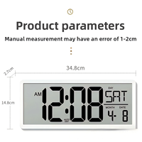 LEIKE Jam Dinding Digital Besar 15 inci Set Tiga Bagian dengan Alarm, Layar LCD, Pengaturan Waktu Musim Panas Otomatis, Temperatur, Desain Art Deco