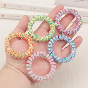 Fil de téléphone <span class=keywords><strong>boucle</strong></span> de cheveux gelée douce fleur fragmentée grand Bracelet fil de téléphone corde à cheveux femmes jeune fille <span class=keywords><strong>Scrunch</strong></span> - Product Image 3