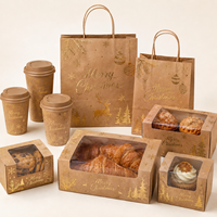 Boîte de Noël pour pâtisserie, motif écossais buffle, rennes, en kraft, personnalisée avec fenêtre pour biscuits, gâteaux, desserts, vente en gros pour les fêtes