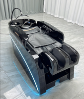 Lit de lavage de cheveux électrique avec massage et lumière LED bleue pour salon de coiffure et soins du cuir chevelu