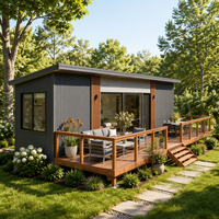 Maison préfabriquée modulaire en acier de 40 pieds, préconçue, avec mur en verre du sol au plafond et patio