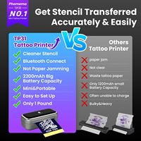 Imprimante à pochoirs de tatouage miniature Phomemo TP31 pour tablettes et smartphones iOS, 30 feuilles de papier transfert pour débutants, impression couleur