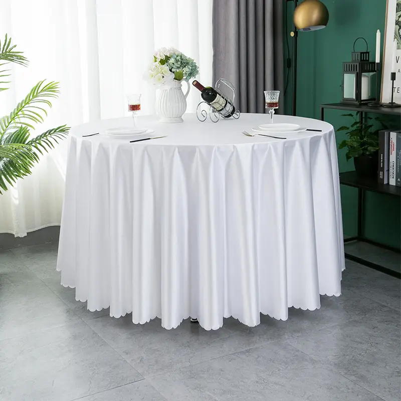Tùy chỉnh kích thước Polyester vòng tùy chỉnh Trắng Đảng Wedding Khăn trải bàn bảng vải cho các sự kiện
