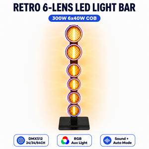 Barra LED Stroboscopica Professionale <span class=keywords><strong>Retro</strong></span> a 6 Lenti 300W COB DMX512 24CH 34CH 64CH Attivabile al Suono per Palcoscenico, Discoteca, Feste, KTV, Club, Concerti - Product Image 1