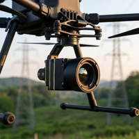 Caméra thermique miniature JS 256x192, capteur VOx 12µm non refroidi, sortie CVBS, 23g, légère, faible consommation, pour drone FPV