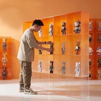Maßgefertigter Acryl-Hersteller: Gradient-Orange Acryl-Vitrine, Modulares Würfelregal für Spielzeug- und Figurenaufbewahrung