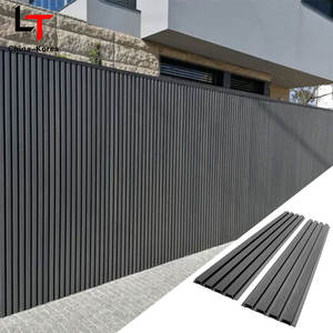 Panel de pared WPC estriado moderno para interiores y exteriores, tablero de listones de PVC, rejilla de madera, plástico, compuesto, decoración de fondo de <span class=keywords><strong>TV</strong></span> - Product Image 2