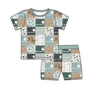Ensemble de pyjamas en bambou pour bébé en gros, boîte mystère, prêts à expédier, imprimé western personnalisé, boîte surprise, <span class=keywords><strong>tenue</strong></span> deux pièces à manches courtes pour enfants - Product Image 2