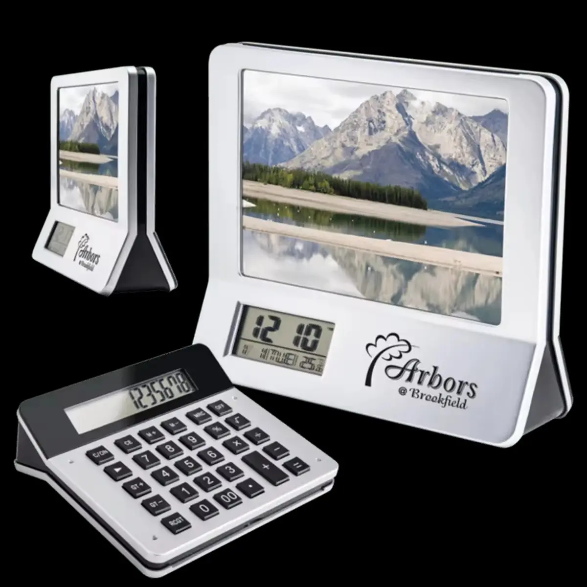 Professional design 3 in 1 multi function 7 inch photo frame 12 digital calculator digital LCD table calendar clock