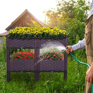 Ensemble de 4 jardinières carrées en plastique surélevées DB pour fleurs et plantes vertes, utilisation intérieure et extérieure - Product Image 3