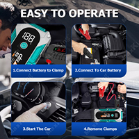 Démarreur électrique portable 25800mAh 2500A Courant de crête Lumière LED pour voiture familiale Moto Bateau Kit d'urgence de secours