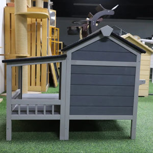 Chilochilo บ้านแมวป่ากลางแจ้งที่พักพิงไม้คิตตี้พร้อมประตูหนีระเบียงขนาดใหญ่กันน้ํา - Product Image 2