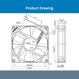 Ventilador Axial de Refrigeración para Gabinete OEM, ebmpapst 4414F/2M, 120*120*25mm, 12025, 12cm, 24V DC, 3.2W, 0.13A, 2400 RPM, 140m3/h, Rodamiento de Bolas - Product Image 4