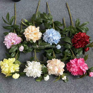 C-084 Fleurs de pivoine artificielles en soie blanches luxueuses à tige unique, grandes, à 2 têtes, pour décorations de mariage, fête des mères - Product Image 2