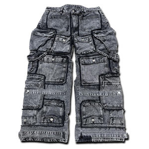 DIZNEW 2025 Men's High Quality Distressed <strong>Jeans</strong> Street Style <strong>Denim</strong> Pants Light Medium Wash Colored Prints Patchwork <strong>Jeans</strong> - Product Image 1
