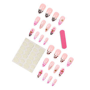 Faux ongles 3D personnalisés en gros à motif floral rose – Ongles artificiels adhésifs en forme d'amande ou carrés, style Sweet Wearable - Product Image 4