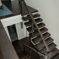 Fabricant chinois d'escaliers flottants modernes pour l'intérieur de la maison, marches en bois massif