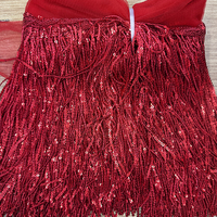 Frange de paillettes de 20 cm, 10 yards par rouleau, pour la danse latine, garniture de séquence, perles, pompon, dentelle à paillettes, danse