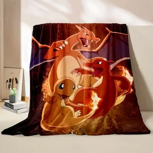 Manta de dibujos animados con estampado de Charizard <span class=keywords><strong>Dracaufeu</strong></span> para niños y adultos, ropa de cama suave y cálida para cama, sofá, manta de viaje - Product Image 3