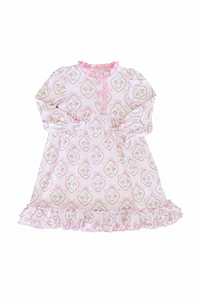 Vestido Infantil de Algodón Transpirable con Estampado de Conejo de Pascua, Zanahoria y Flores, Estilo Casual, con Volantes, para Niñas, Primavera-Otoño, Venta al Por Mayor - Product Image 2
