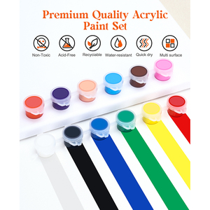 Nhà Máy bán hàng trực tiếp của 3ml 12 màu sơn acrylic thiết lập với 2 bàn chải, có sẵn trong kho cho bức tranh trên vải thủy tinh giấy - Product Image 5