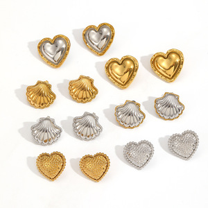 Pendientes de acero inoxidable chapados en oro con forma de corazón para mujer, regalo de moda, joyería de aleación de zinc TE60424 G - Product Image 4