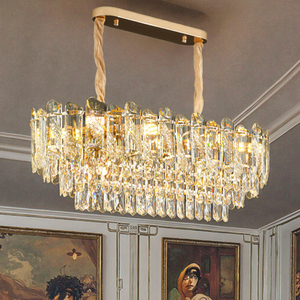Lampadario Sospensione Moderno di Lusso in Cristallo, Ferro Dorato, <span class=keywords><strong>LED</strong></span>, da Interno, Altezza Regolabile, Dimmerabile, per Isola Cucina, Bancone, Ristorante e Hotel - Product Image 5