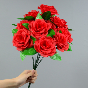 Factory Outlet Artificial 10 cabezas ramo de flores rosas arreglo Floral de seda boda fiesta en casa decoración Fleurs Artificielles - Product Image 1