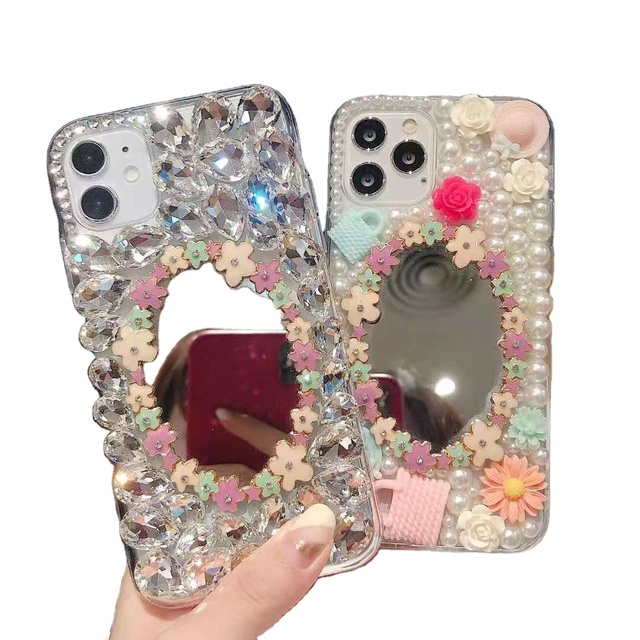 OEM Customized Luxury Handmade Sparkle Rhinestone Diamond Bling Case for iPhone 11 12 13 14 15 16 17 Plus Pro Max Phone Case