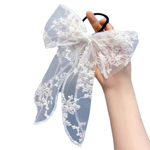 Horquilla de malla Mori de hada para mujer, estilo bosque, bordado en blanco y negro, lazo elástico para el cabello, lazo de encaje, pinza para el cabello, accesorio para el cabello - Product Image 5