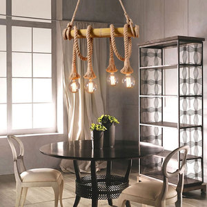Lampadario a vento industriale retrò in tubo di canapa in corda di canapa sala da pranzo <span class=keywords><strong>soggiorno</strong></span> bar caffetteria - Product Image 2