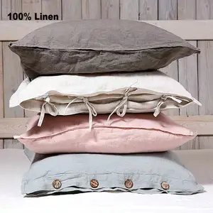 Wholesale Nature Square Pillowcase French Pure Linen Cushion Covers