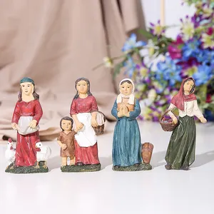 Resin Autumn Harvest Pilgrim Collection For Tabletop Or Desk Display Decorative Thanksgiving Scene Figure Nativity Set