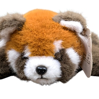 Peluche réaliste personnalisée de panda roux couché, jouet en peluche moelleux et duveteux, OEM ODM, logo et taille personnalisés, en coton PP doux