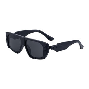 Lunettes de soleil à monture carrée pour hommes, à la mode, Protection UV400, lentille en PC, monture en plastique et en métal, couleur noire, ZS 98396 - Product Image 5