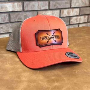 Custom Embroidery Leather <b>Patch</b> Baseball Cap Trucker Hat Embroidered Richardson 112 Hunter Trucker Hat Mesh Snapback Hats - Product Image 3