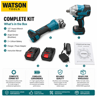 Kit d'outils électriques sans fil, sans balais, 2 batteries, charge rapide, commandes en gros acceptées