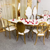 Meubles de mariage, table en acier inoxydable en forme de serpent, table demi-lune dorée, ensembles de tables de mariage pour événements