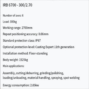 หุ่นยนต์อุตสาหกรรม 6 แกน รุ่น IRB6700-300/2.70 สำหรับงานหนัก |   รับน้ำหนักได้ 300 กิโลกรัม |   ระยะการทำงาน 2700 มม. |   การจัดการวัสดุ, การเชื่อมแบบจุด - Product Image 4