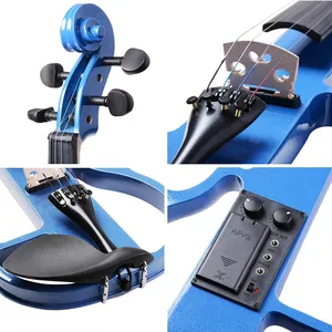 Violín <span class=keywords><strong>el</strong></span>éctrico <span class=keywords><strong>de</strong></span> cuerpo sólido 4/4, silencioso, para práctica, con arco, estuche, cable y accesorios para músicos principiantes - Product Image 4