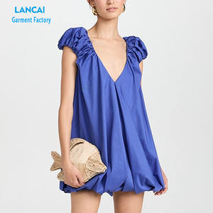 Vestido personalizado para mujer, ropa de diseñador, elegantes vestidos MIDI informales con mangas abullonadas para mujer - Product Image 4