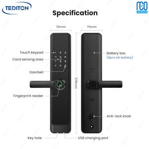 Kunci Pintu Digital Biometrik NEO Aluminium Alloy TTlock Sidik Jari Smart Lock Tuya Wifi Buka Kunci Jarak Jauh Tahan Air - Product Image 6