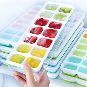 Moule à glaçons en silicone HALO avec couvercle transparent, 14 compartiments, facile à démouler, flexible, qualité alimentaire, empilable, pour la maison et la cuisine - Product Image 3